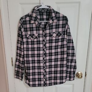 Eddie Bauer Plaid Button Front Top